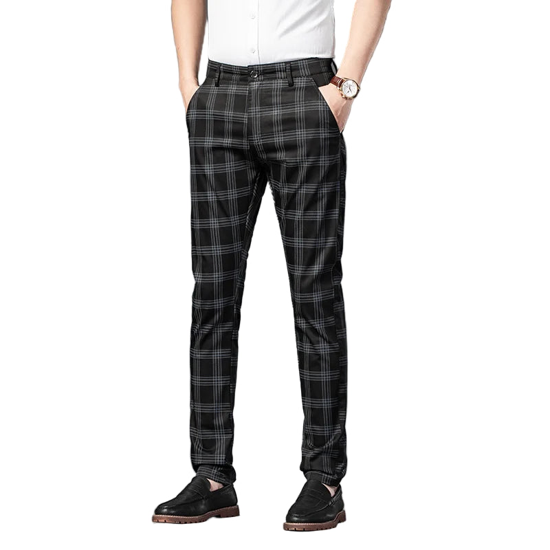 Pantalon à carreaux pleine longueur pour hommes