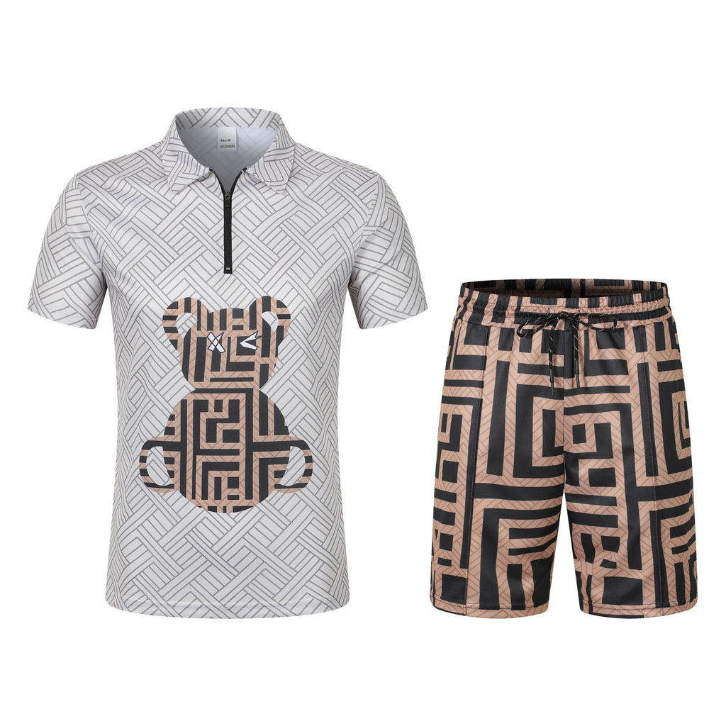 Ensemble deux pièces avec short et polo décontracté à manches courtes pour hommes