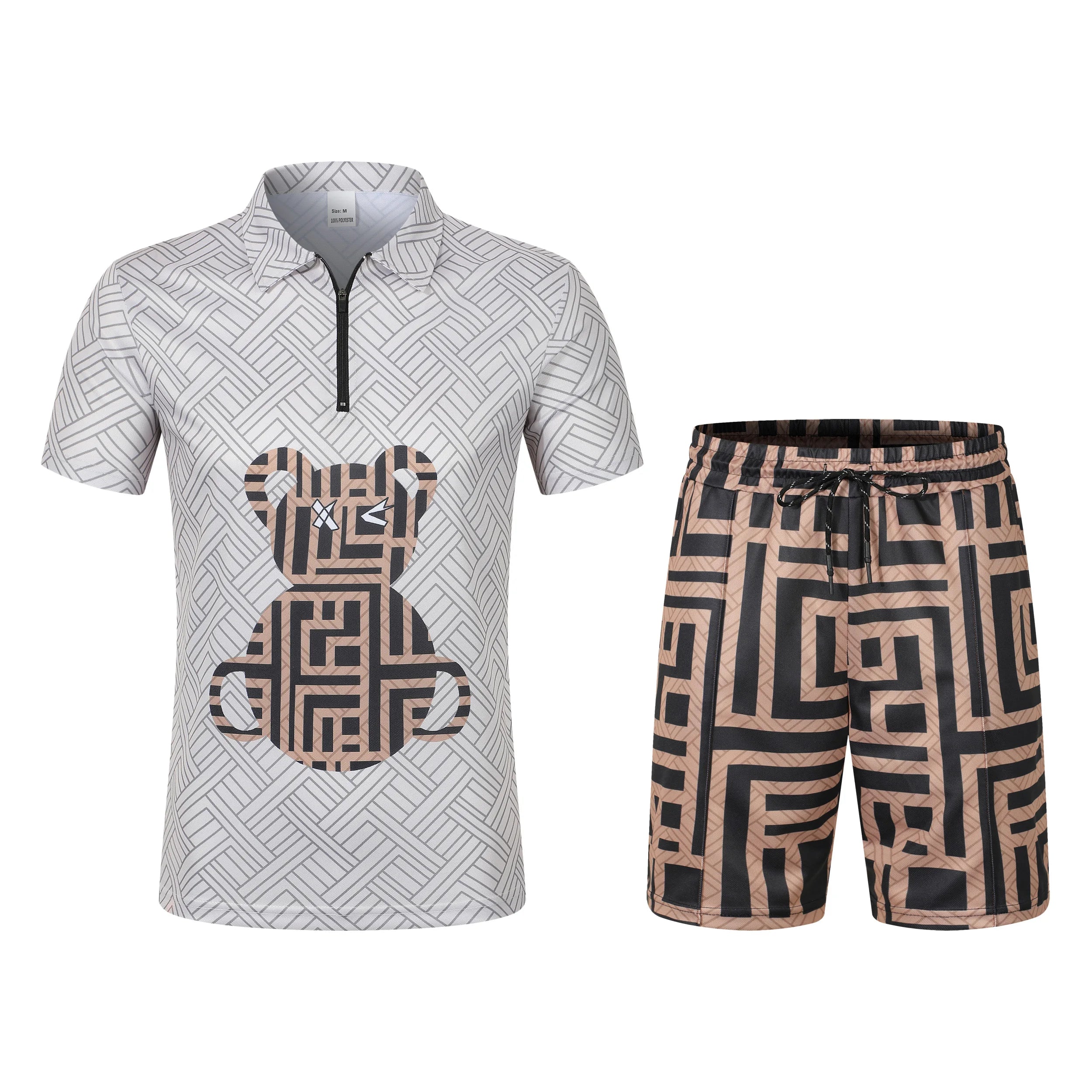 Ensemble deux pièces avec short et polo décontracté à manches courtes pour hommes