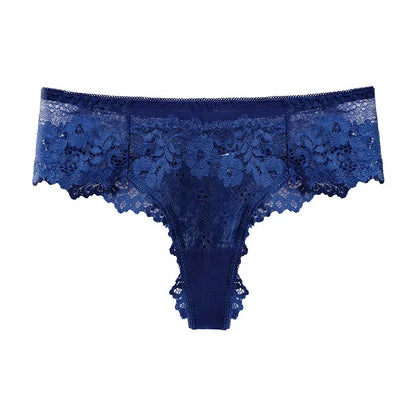 String en dentelle pour femme, taille basse, sous-vêtement transparent