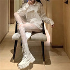 Bas résille gothiques collants noirs pour femmes