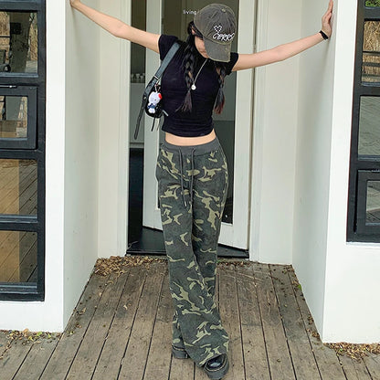 Pantalon camouflage taille élastique décontracté pour femmes