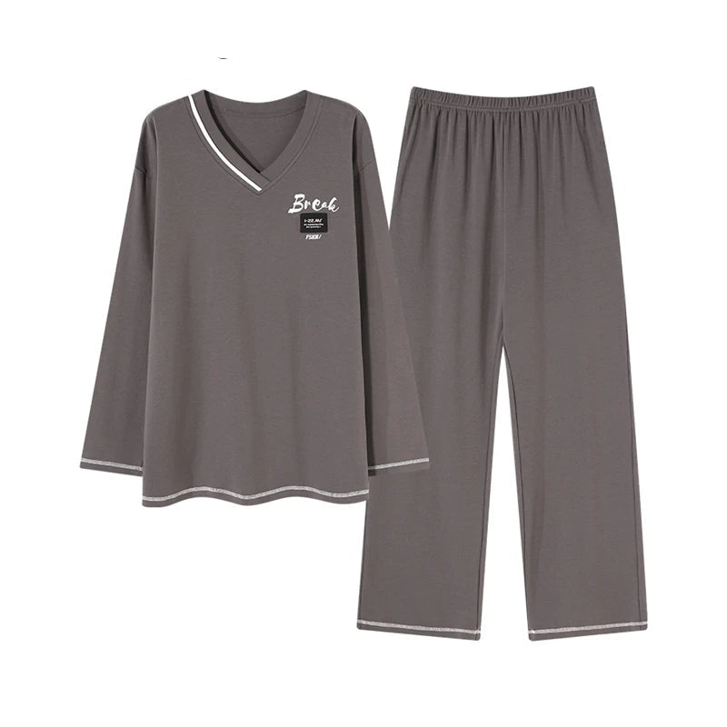 Pyjama en faux coton à col rond pour hommes