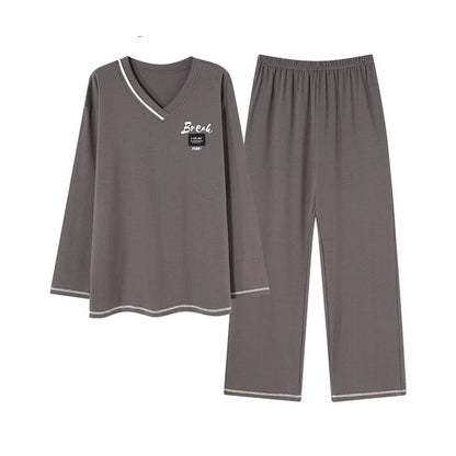 Pyjama en faux coton à col rond pour hommes