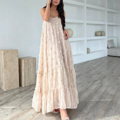 Robe Maxi à fleurs roses pour femmes, élégante, décontractée, ample, longue