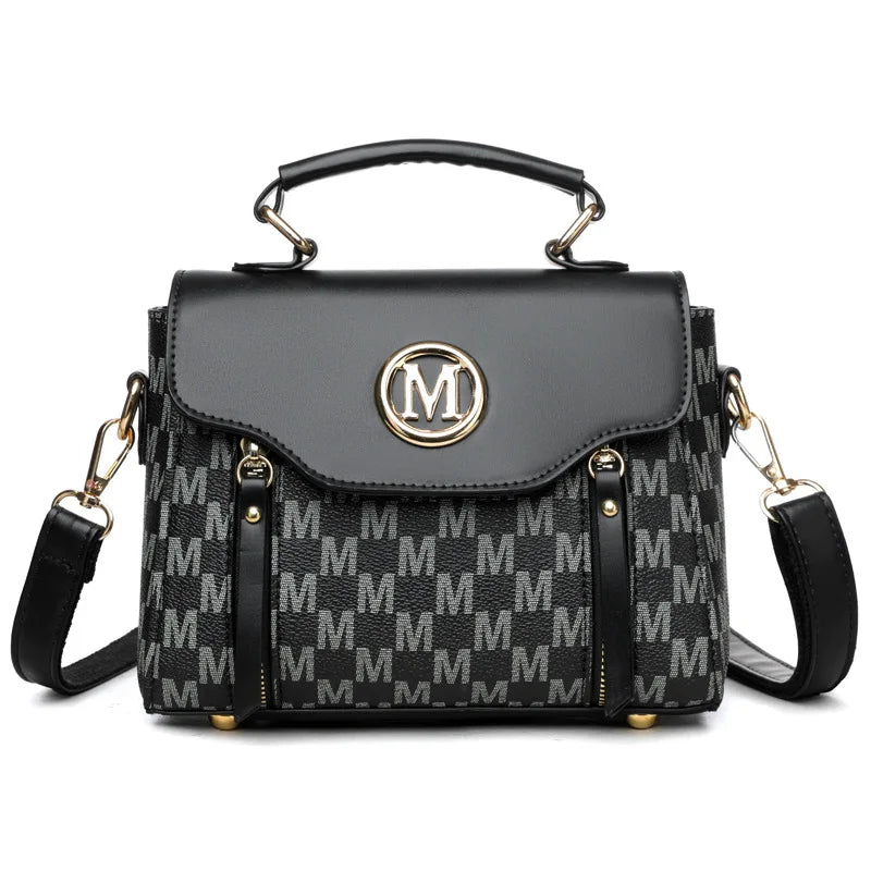 Sac à main en cuir avec lettres imprimées pour femmes