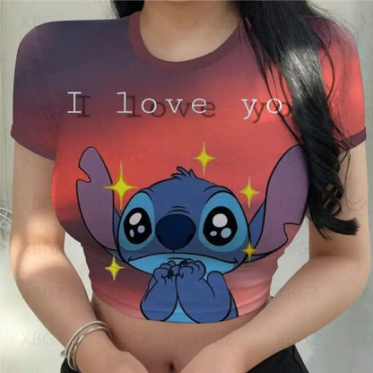 T-shirt Disney stitch pour femmes haut court