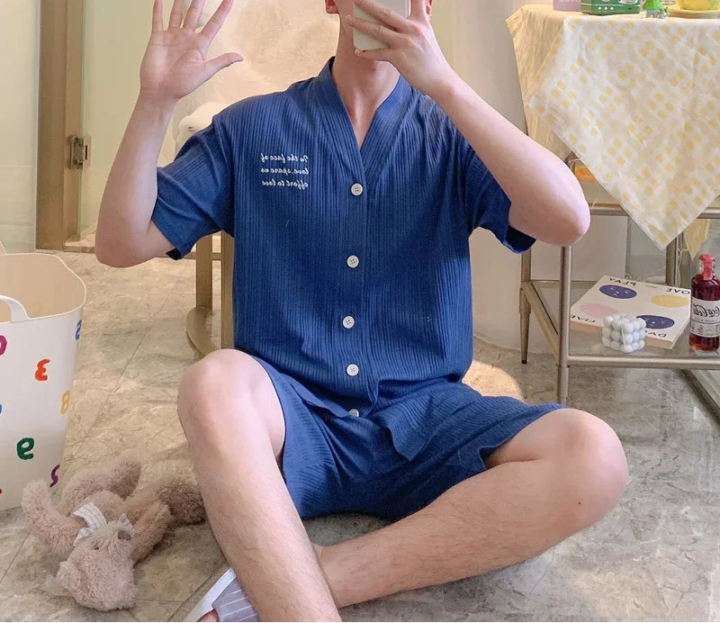 Pyjama d'été en coton pour hommes