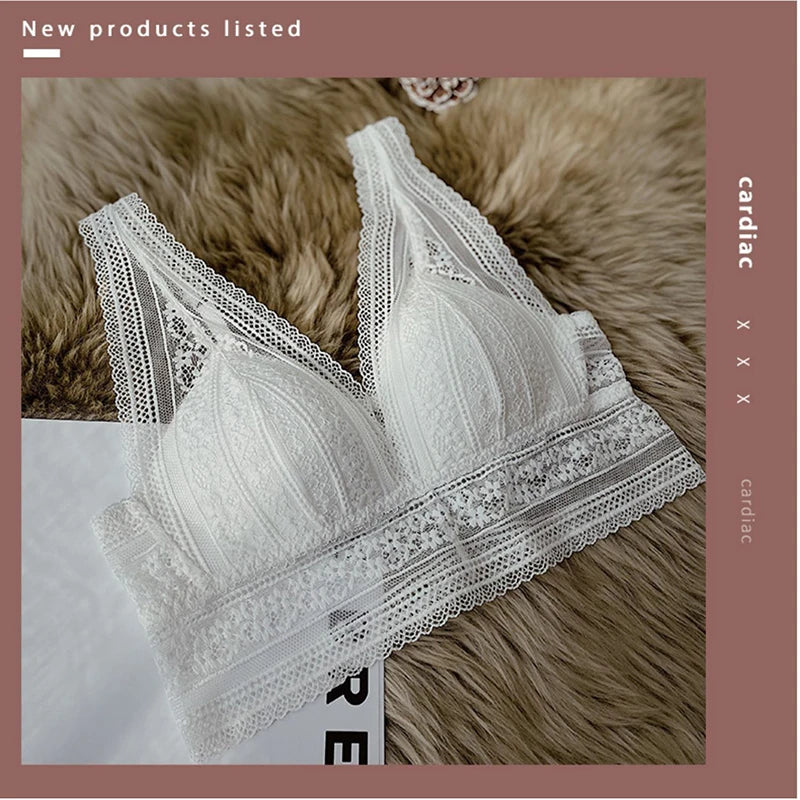 Soutien-gorge réglable en dentelle pour femmes, gilet fin sans fil, sans couture