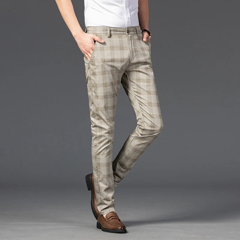 Pantalon à carreaux pleine longueur pour hommes