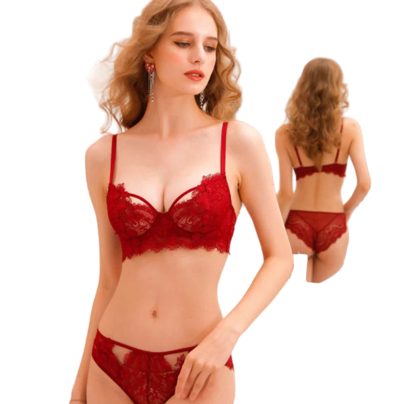 Ensemble de sous-vêtements fins en dentelle Non rembourrés pour femmes