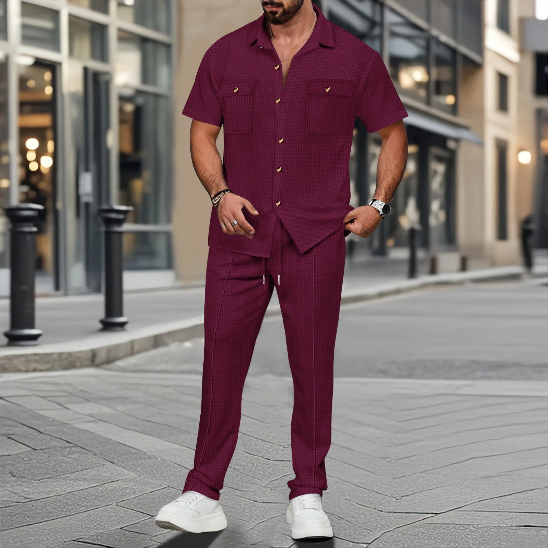 Ensemble pantalons et chemise décontractée pour hommes