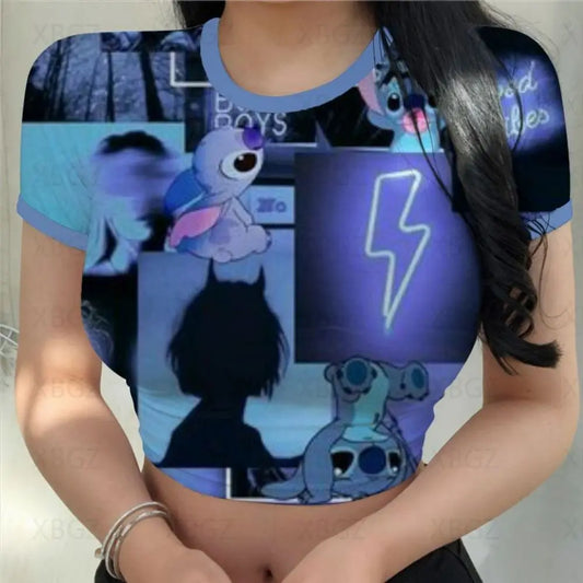 T-shirt Disney stitch pour femmes haut court