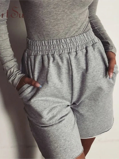 Short en coton taille haute pour femmes