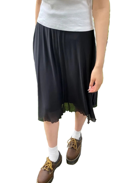 Jupe en maille noire à ourlet champignon pour femme