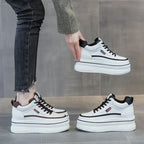 Baskets compensées à plateforme de 8,8 cm, épaisses, en cuir véritable, pour femmes