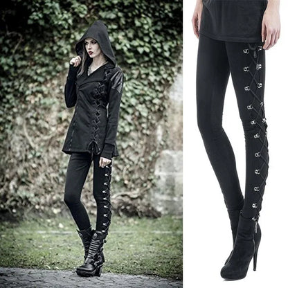 Leggings Gothiques Punk à Lacets pour Femme