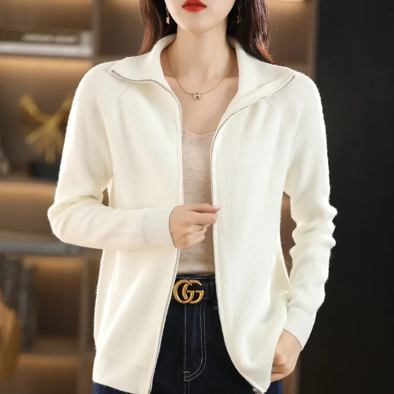 Cardigan tricoté à revers pour femme