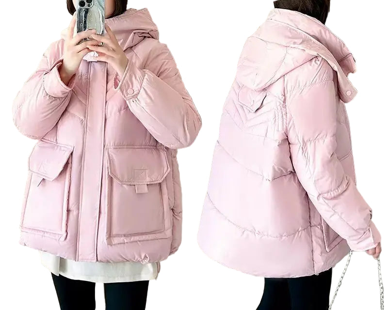 Manteau coréenne à capuche en coton rembourré pour femme