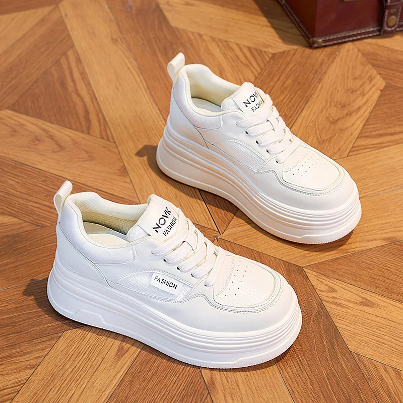 Basket à lacets en cuir de vache véritable pour femmes