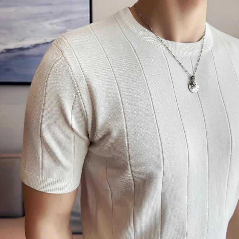 T-shirt à manches courtes à rayures pour hommes