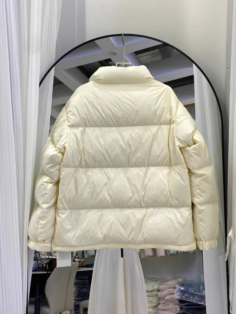 Doudoune courte et ample à col vertical pour homme et femme