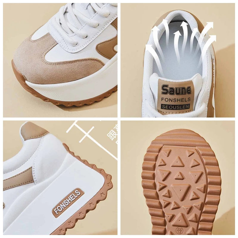 Basket synthétique en cuir véritable pour femme