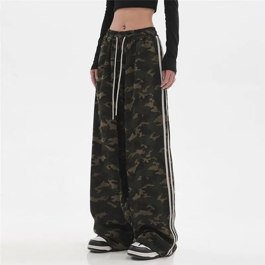 Pantalon de jogging à rayures style hip-hop vintage pour femme,