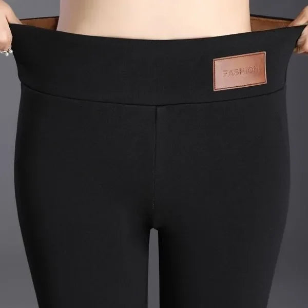 Leggings taille haute en velours d'agneau épais pour femmes
