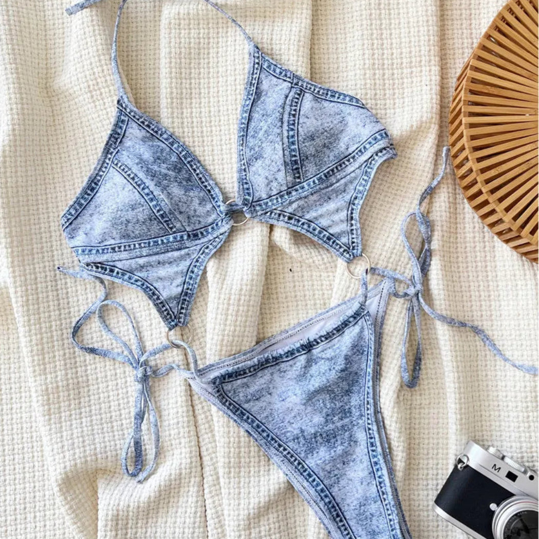 Maillot de bain une pièce en denim pour femme
