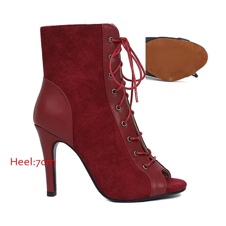 Bottines de haute qualité à talons avec bout ouvert pour femmes