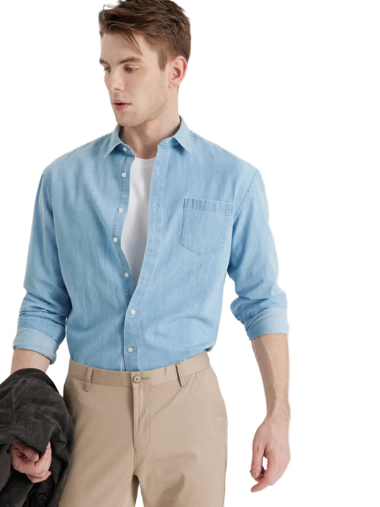 Chemise en denim à manches longues pour hommes