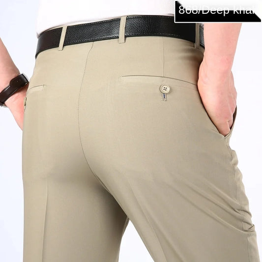 Pantalon de costume fin en soie de mûrier pour hommes