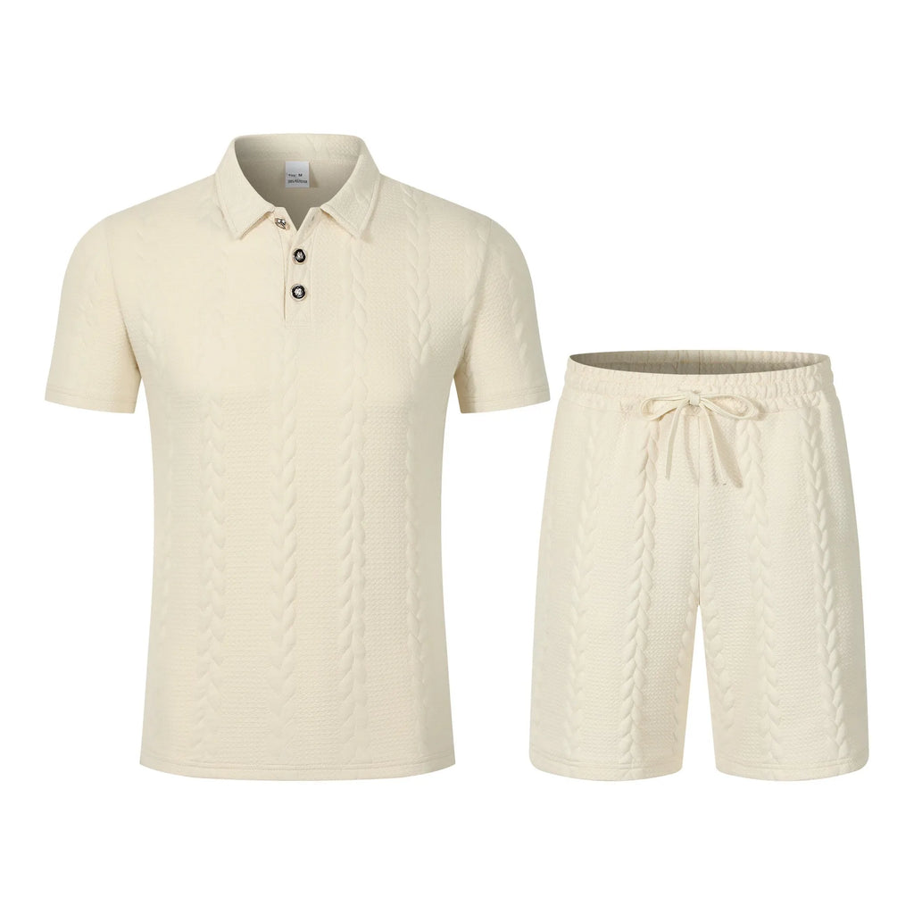 Ensemble deux pièces polo décontracté à manches courtes et short pour hommes