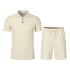 Ensemble deux pièces polo décontracté à manches courtes et short pour hommes