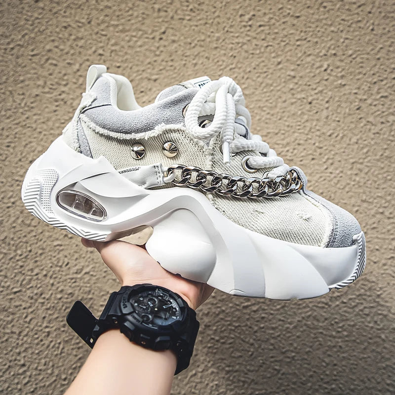 Baskets épaisses en denim bleu pour femmes