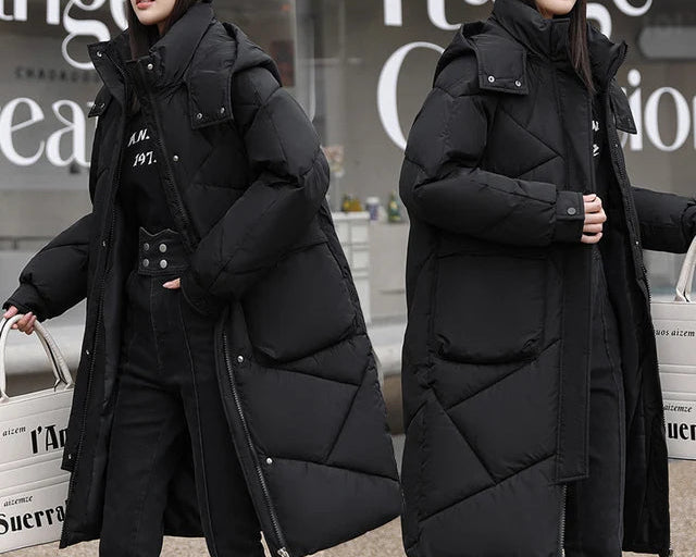 Manteau à capuche solides à grandes poches pour femmes