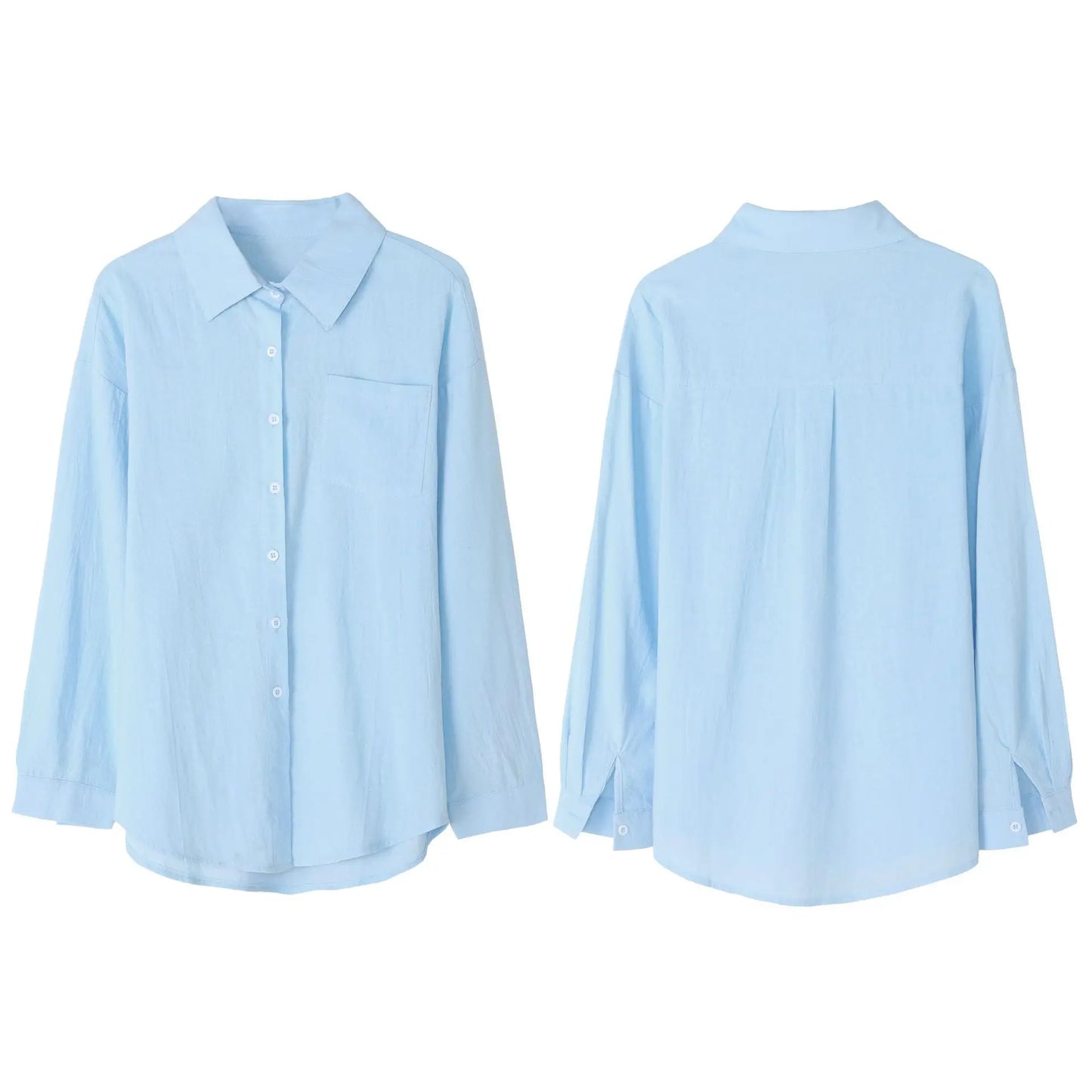 Chemise boutonnée en coton pour femme à manches longues