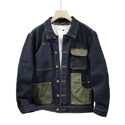 Veste en jean à coutures contrastées pour hommes