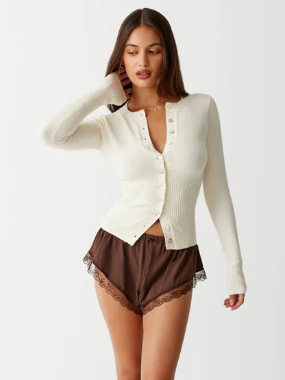 Cardigan tricoté simple boutonnage pour femmes