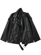 Veste avec ceinture ample fermeture éclair en Faux cuir pour femmes