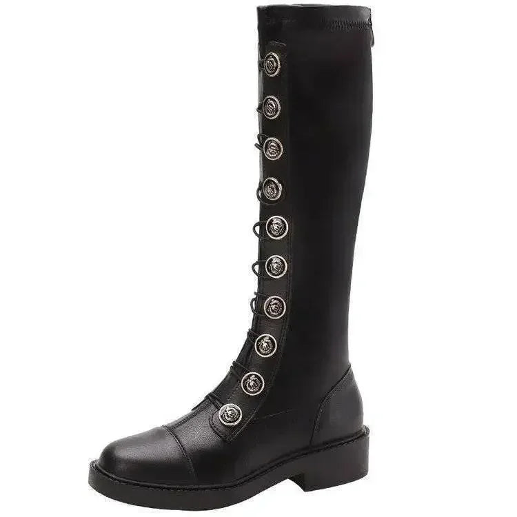 Bottes mi-mollet en microcarence pour femme, 4cm, hauteur genou, plateforme, fermeture éclair