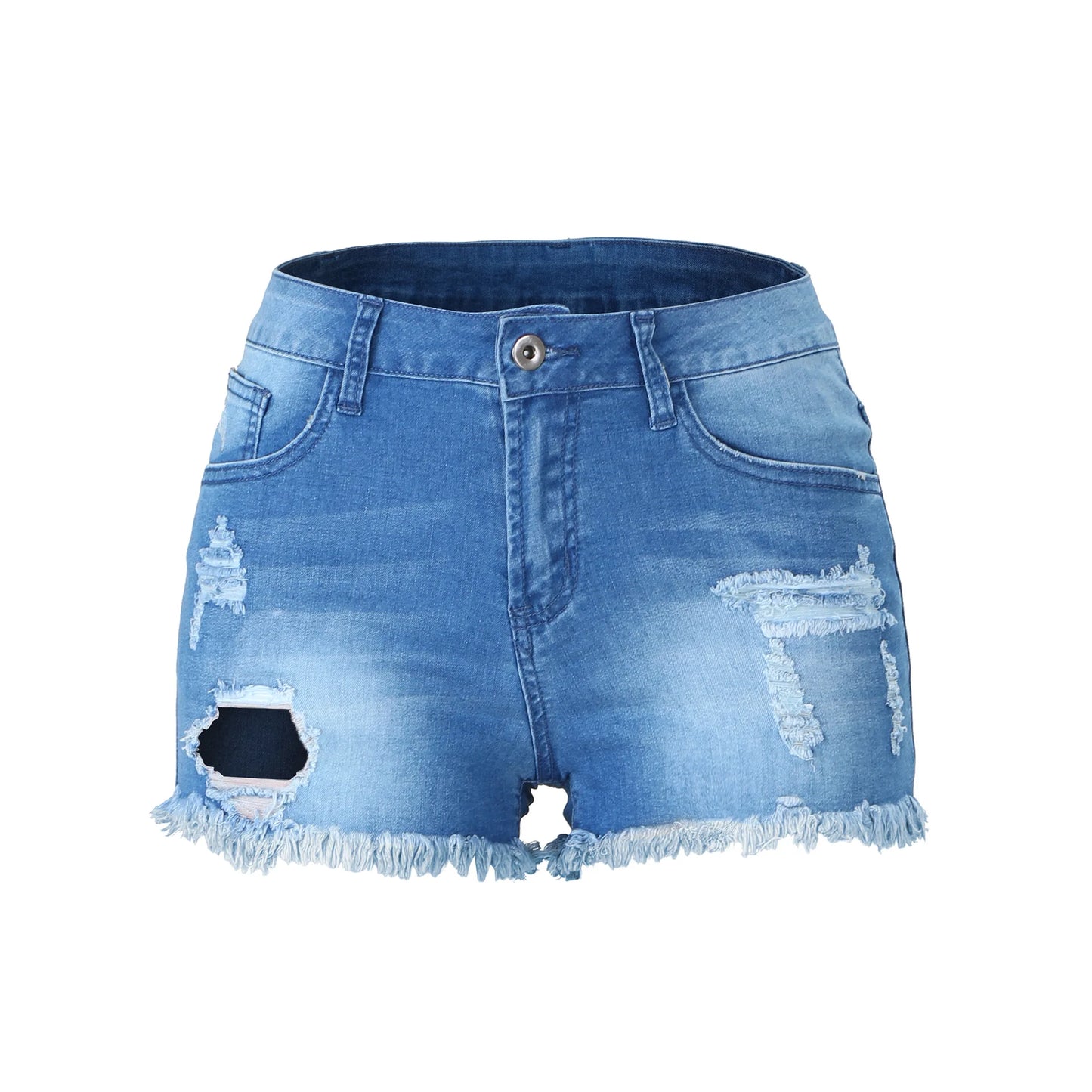 Short en jean Sexy pour femmes, taille haute, boutons, extensible, slim