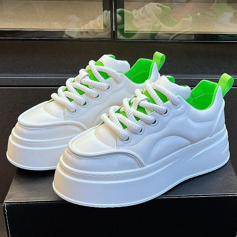 Baskets blanches à plateforme pour homme