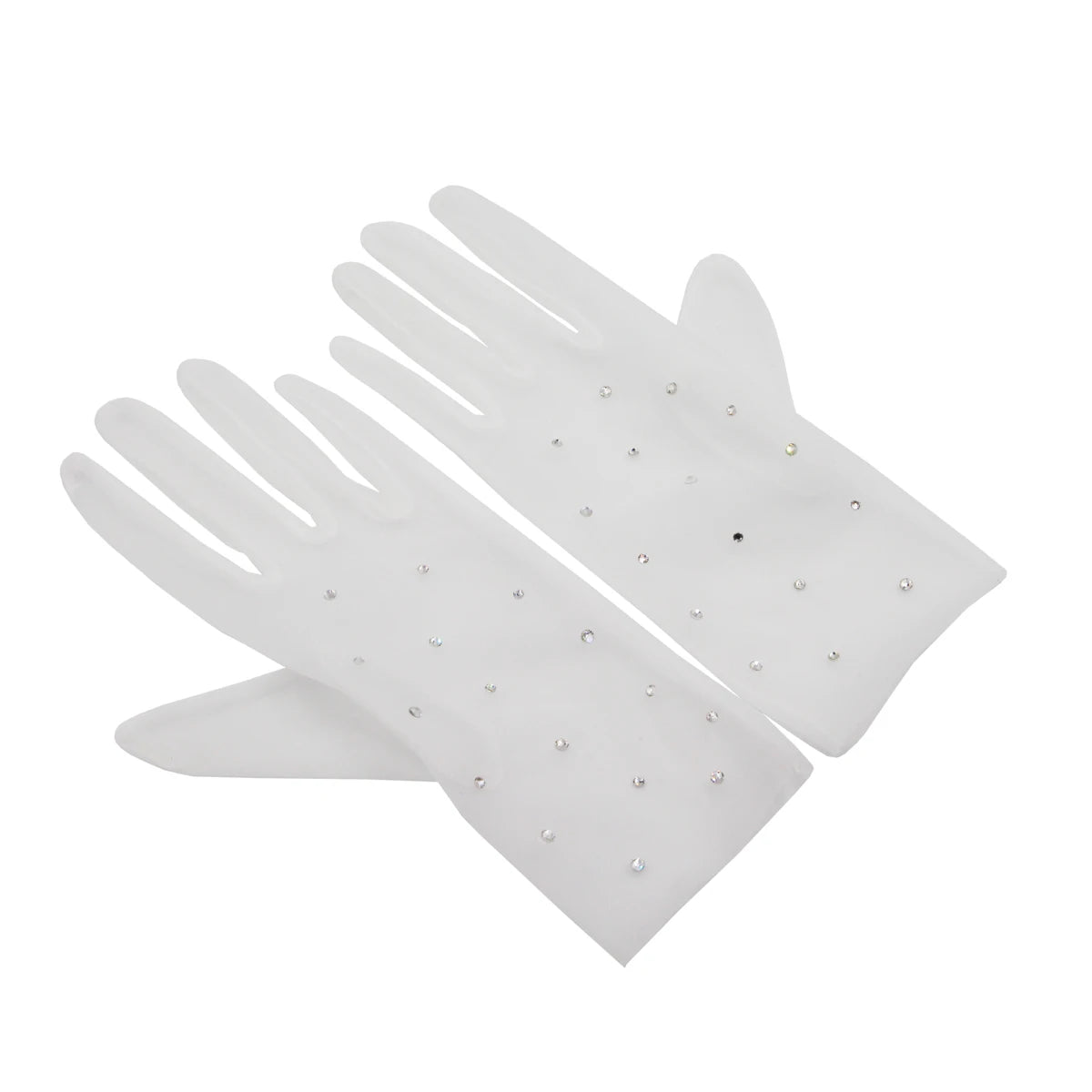 Gants Blancs Élégants en Tulle Clip pour Femme