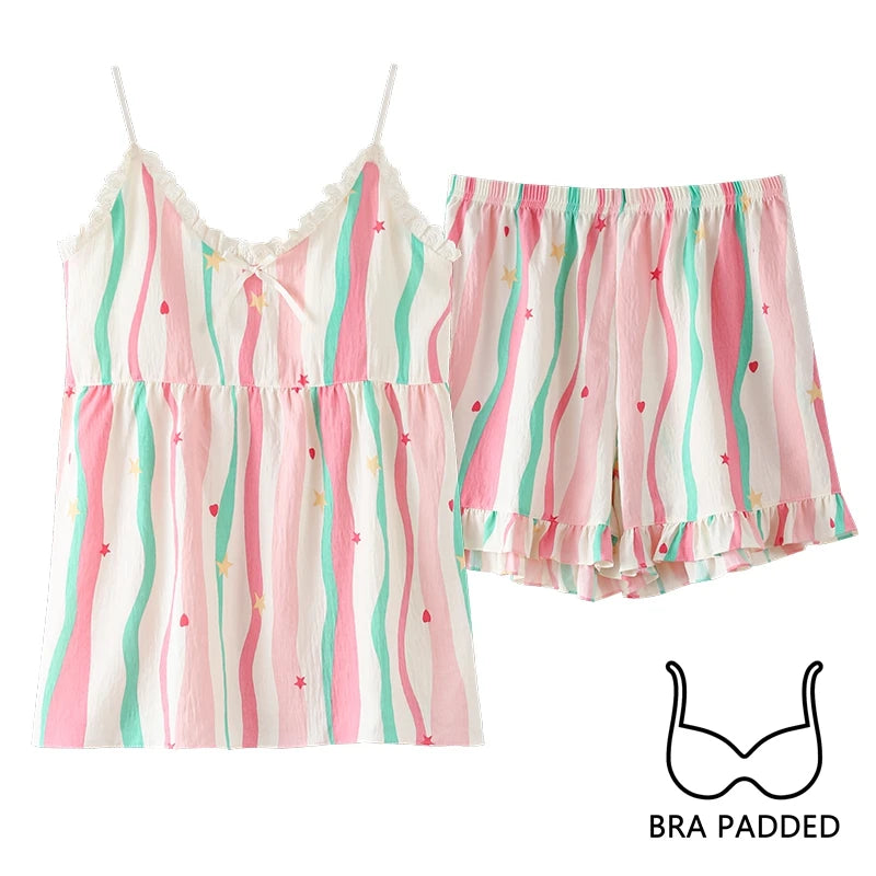 Pyjama d'été en coton doux pour femmes