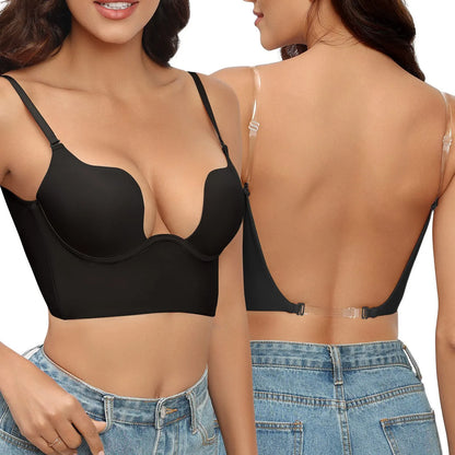 Soutien-gorge push-up sexy pour femmes, lingerie dos nu, décolleté en U profond, bralette respirante