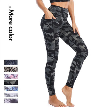 Pantalon de yoga Cloud Hide pour femme, legging de sport camouflage,