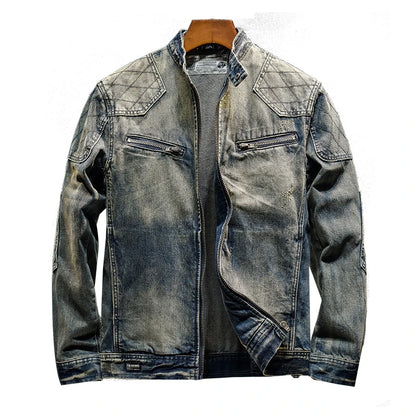 Veste en jean vintage à coutures châles pour hommes