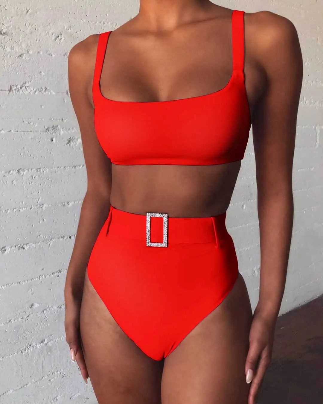 Maillots de bain deux pièces ceinture taille haute pour femmes